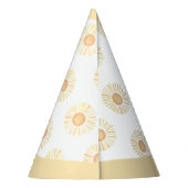 Sunshine Sun Boho Erster Geburtstag Gelb Bohemisch Partyhütchen (Rückseite)