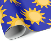 Sunshine Sun Pattern Design On Blue  Geschenkpapier (Rolleneckpunkt)