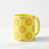 Sunshine Sun Pattern Design On Yellow  Tasse (VorderseiteRechts)