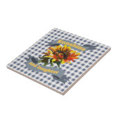 Sunshine Sunflower Blue Gingham Fliese (Seite)