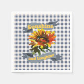 Sunshine Sunflower Blue Gingham Serviette (Vorderseite)