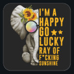 Sunshine Sunflower Positive Quote Elephant Quadratischer Aufkleber<br><div class="desc">Sunshine Sunflower Positive Quote Elephant</div>