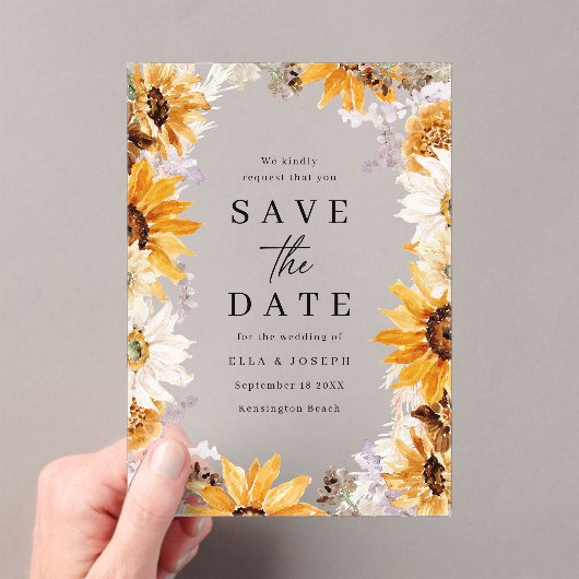 Sunshine Sunflowers Boho Wedding Save The Date Acryleinladungen (Insitu (Handheld))