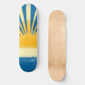 Sunshine Sunrise Retro 70er Boho Blue Yellow Skateboard (Vorderseite)