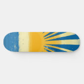 Sunshine Sunrise Retro 70er Boho Blue Yellow Skateboard (Horizontal)