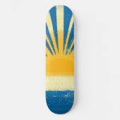 Sunshine Sunrise Retro 70er Boho Blue Yellow Skateboard (Vorderseite)