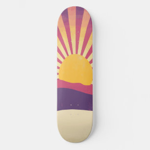 Sunshine Sunrise Retro 70er Boho Yellow Lila Skateboard