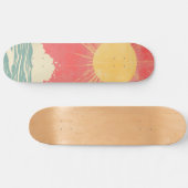 Sunshine Sunrise Retro 70er Boho Yellow Pink Skateboard (Horizontal)