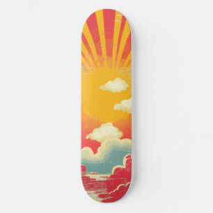 Sunshine Sunrise Retro 70er Boho Yellow Pink Skateboard