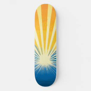 Sunshine Sunset Retro 70er Boho Blue Yellow Skateboard