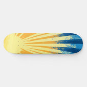 Sunshine Sunset Retro 70er Boho Blue Yellow Skateboard (Horizontal)