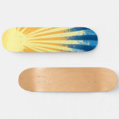 Sunshine Sunset Retro 70er Boho Blue Yellow Skateboard (Horizontal)