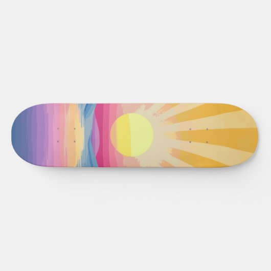 Sunshine Sunset Retro 70er Boho Skateboard (Horizontal)