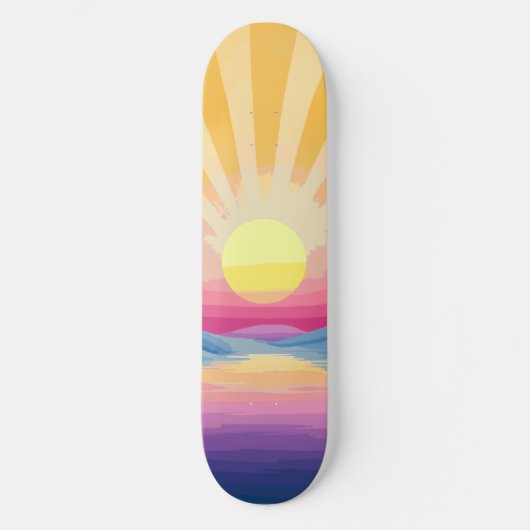 Sunshine Sunset Retro 70er Boho Skateboard (Vorderseite)