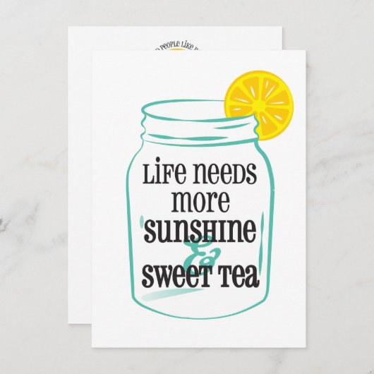 Sunshine Sweet Tea Süd Mason Jar Lemon Aquamarin Dankeskarte (Vorne/Hinten)