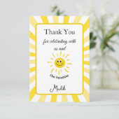 Sunshine Thank you card Kids Birthday Dankeskarte (Stehend Vorderseite)