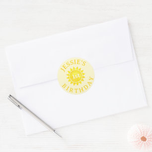 Sunshine Theme 1. Geburtstag Round Sticker - Boho 