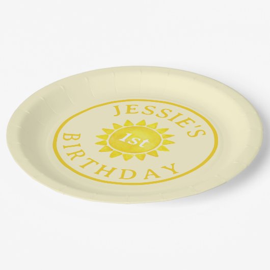 Sunshine Theme 1st Birthday Paper Tellers - Boho F Pappteller (Schrägansicht)