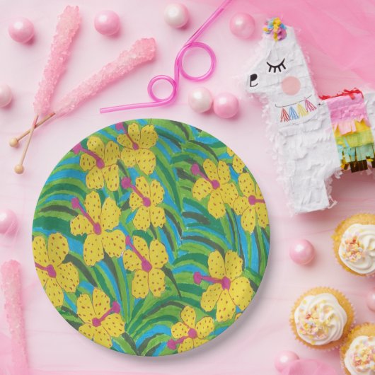 Sunshine Tropical Hibiskus Pappteller (Party)