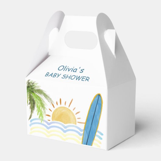Sunshine Tropical Surfing Baby Dusche Geschenkschachtel (Vorderseite)