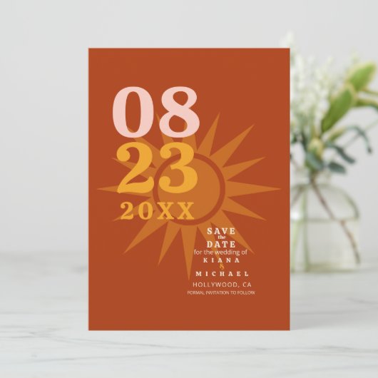 Sunshine Typografy Wedding Brick ID1048 Save The Date (Stehend Vorderseite)