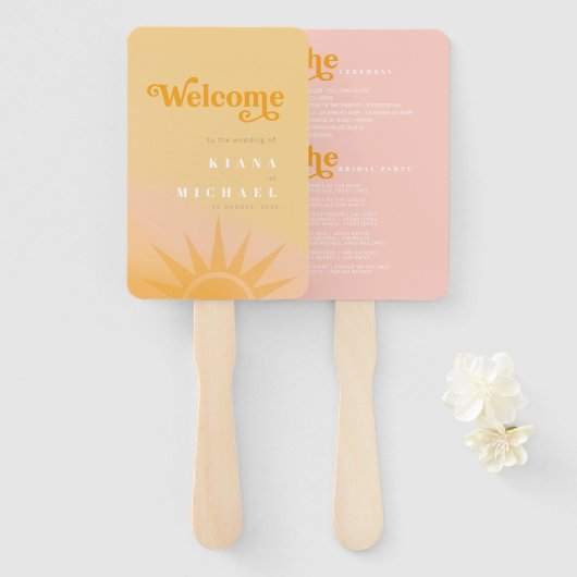 Sunshine Typografy Wedding Butter/Blush ID1048 Fächer (Vorne und Hinten)