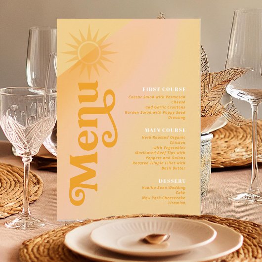 Sunshine Typografy Wedding Butter/Marigold ID1048 Menükarte