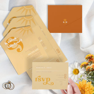 Sunshine Typografy Wedding Butter/Orange ID1048 All In One Einladung