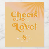 Sunshine Typografy Wedding Cheers Orange ID1048 Weinetikett (Einzelnes Label)