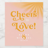 Sunshine Typografy Wedding Cheers Pink ID1048 Weinetikett (Einzelnes Label)