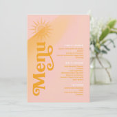 Sunshine Typografy Wedding Pink/Marigold ID1048 Menükarte (Stehend Vorderseite)