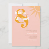 Sunshine Typografy Wedding Pink Peach ID1048 Einladung (Vorderseite)