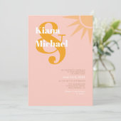 Sunshine Typografy Wedding Pink Peach ID1048 Einladung (Stehend Vorderseite)
