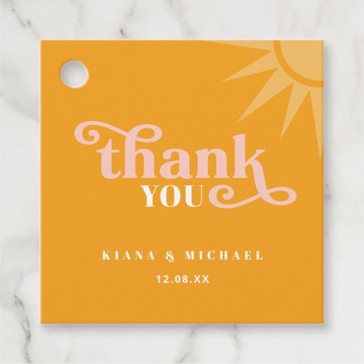 Sunshine Typografy Wedding Vielen Dank Gold ID1048 Geschenkanhänger (Vorderseite)