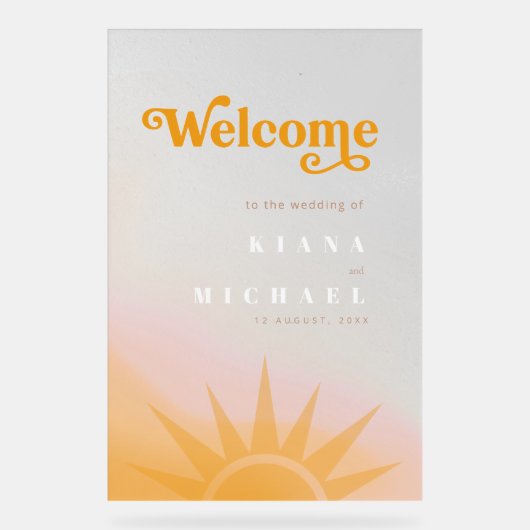Sunshine Typografy Wedding Welcome Program ID1048 Acrylschild (Vorderseite)