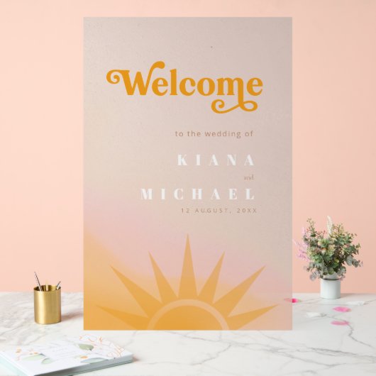 Sunshine Typografy Wedding Welcome Program ID1048 Acrylschild (Hochzeit)