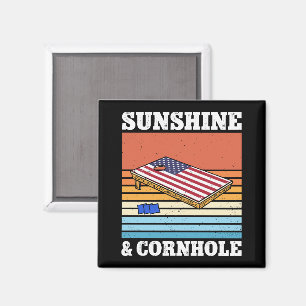 Sunshine und Cornhole Game Hobby Retro Geschenk Fu Magnet