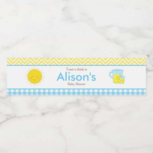 Sunshine und Lemonade Blau und Gelb Wasserflaschenetikett (Einzelnes Label)
