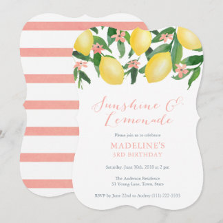 Sunshine und Lemonade Lemons Girl Birthday Party Einladung