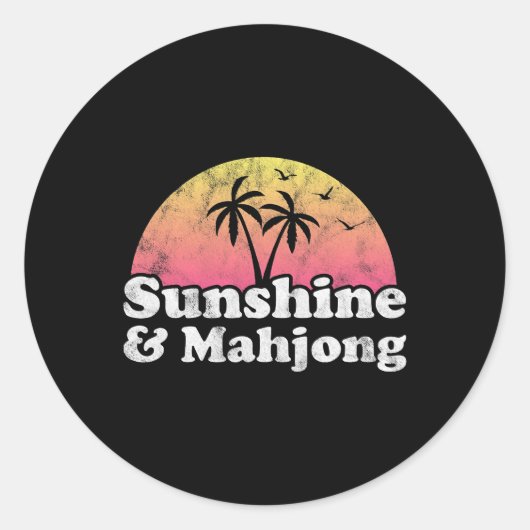 Sunshine und Mahjong Runder Aufkleber (Vorderseite)