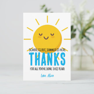 Sunshine Vielen Dank ,Summer Teacher Wertschätzung Dankeskarte