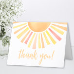 Sunshine Watercolor Bright Sun Vielen Dank Dankeskarte<br><div class="desc">Diese helle und fröhliche Dankeschön-Karte zum Thema Sonne ist der perfekte Weg, um nach Ihrer Feier Dankbarkeit zum Ausdruck zu bringen. An der Vorderseite der Faltkarte befindet sich oben eine lebendige Sonne mit Strahlen in Gelb-, Orange- und Rottönen, die Ihnen Wärme und Freude bringen. Unter der Sonne wird der Satz...</div>