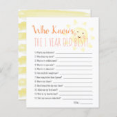 Sunshine Wer weiß 1yo Bestes 1. Geburtstag Spiel (Vorne/Hinten)