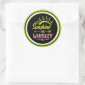 Sunshine & Whiskey-Aufkleber Runder Aufkleber (Tasche)
