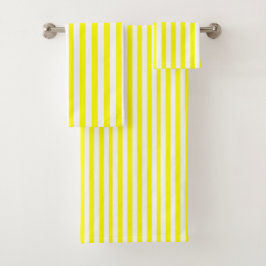Sunshine Yellow and White Striped Badhandtuch Set
