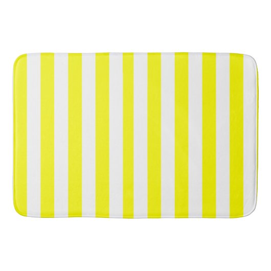 Sunshine Yellow and White Striped Print Badematte (Vorderseite)