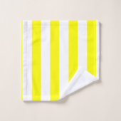 Sunshine Yellow and White Striped Print Badhandtuch Set (Waschlappen)