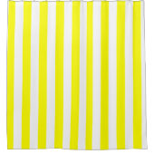 Sunshine Yellow and White Striped Print Duschvorhang (Vorderseite)