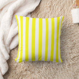 Sunshine Yellow and White Striped Print Kissen