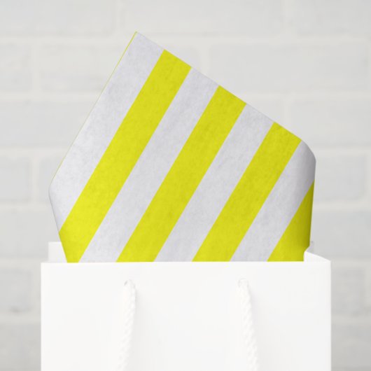 Sunshine Yellow and White Striped Print Seidenpapier (Geschenktüte)